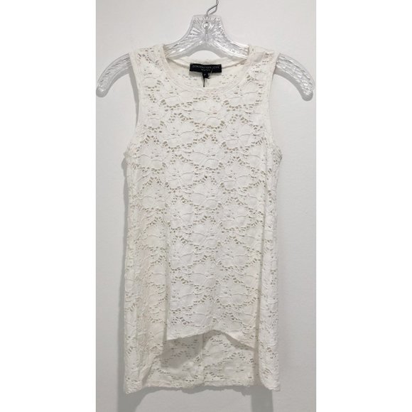 NWT GENERATION LOVE White High Low Eyelet Tank Top - Picture 1 of 4
